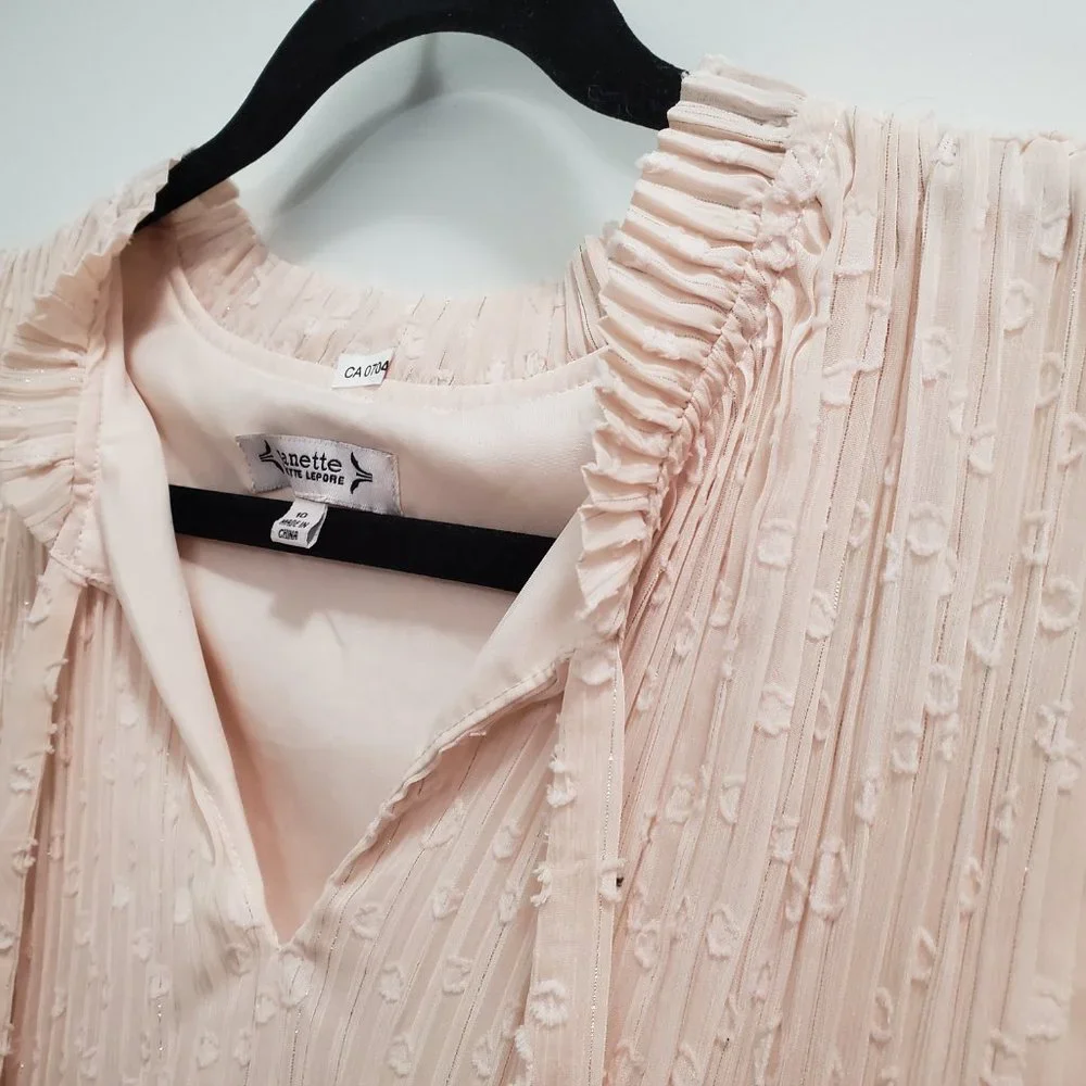 Nanette Lepore Blush Pink Sparkle Chiffon Midi-Length Cocktail Dress NWT - Picture 5 of 15